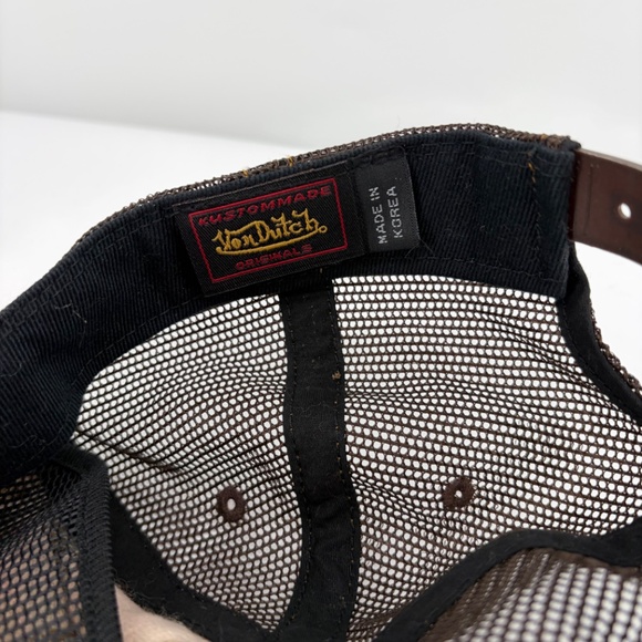 Vintage 2000’s Von Dutch Plaid Pink Brown Hat Y2K Glam Party Trucker Snapback - Picture 9 of 11